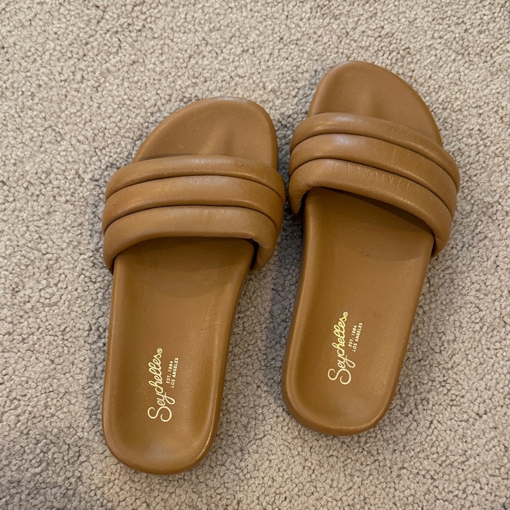 Seychelles Cognac Padded Slide Sandals NWOT